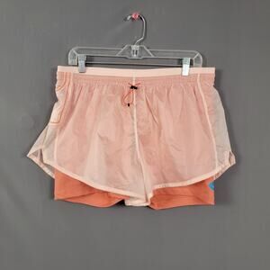 Nike Running Shorts L Peach Orange Dri-Fit Colorblock Lined